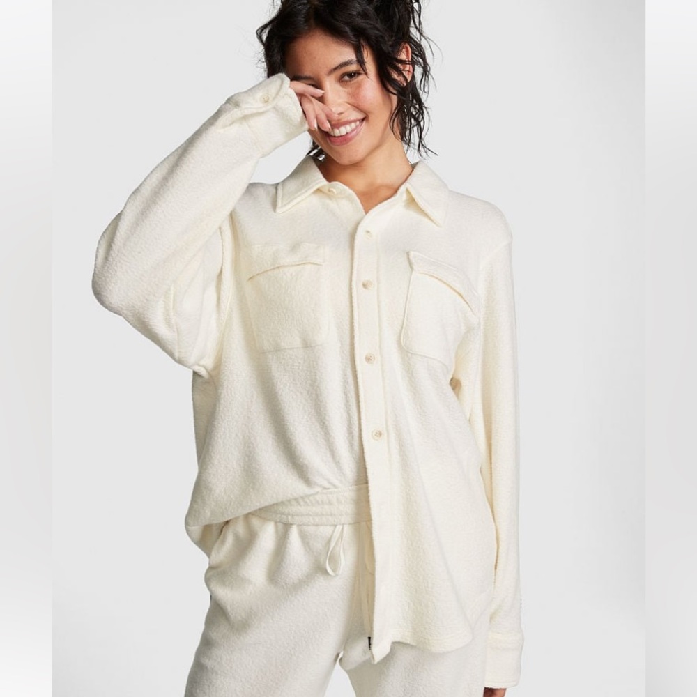 PINK by Victoria’s Secret Reverse Fleece Button-down Shacket
